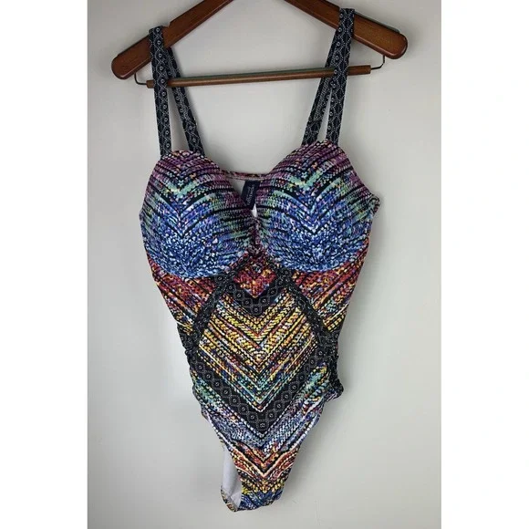 Swimsuits For All Macrame Underwire One Piece Swimsuit Cut Out Plus Size 18 - Picture 2 of 16